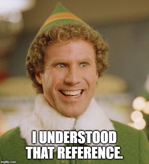Buddy The Elf Meme | I UNDERSTOOD THAT REFERENCE. | image tagged in memes,buddy the elf | made w/ Imgflip meme maker