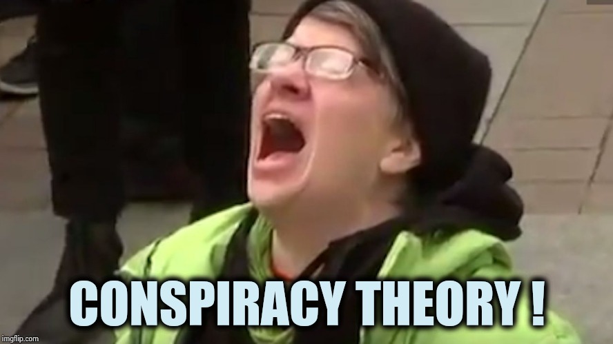 Screaming Liberal  | CONSPIRACY THEORY ! | image tagged in screaming liberal | made w/ Imgflip meme maker