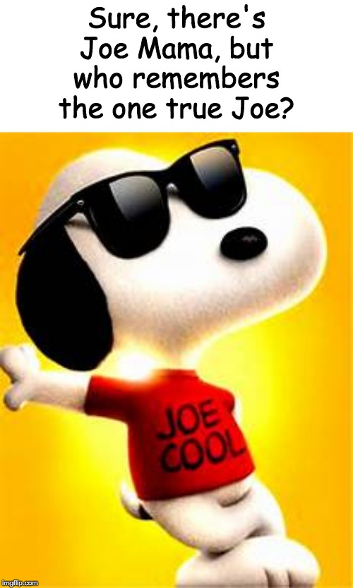 Sure, there's Joe Mama, but who remembers the one true Joe? | image tagged in peanuts,joe cool,snoopy | made w/ Imgflip meme maker