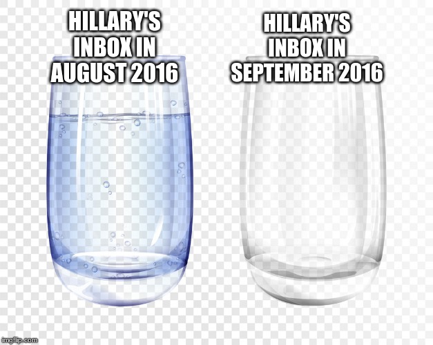 out dated meme. | HILLARY'S INBOX IN AUGUST 2016; HILLARY'S INBOX IN SEPTEMBER 2016 | image tagged in politics,political meme,political,politics lol,political correctness,political humor | made w/ Imgflip meme maker
