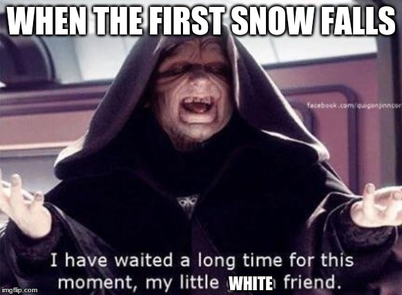 WHEN THE FIRST SNOW FALLS; WHITE | image tagged in snow,star wars | made w/ Imgflip meme maker