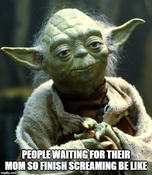 Star Wars Yoda Meme | PEOPLE WAITING FOR THEIR MOM SO FINISH SCREAMING BE LIKE | image tagged in memes,star wars yoda | made w/ Imgflip meme maker