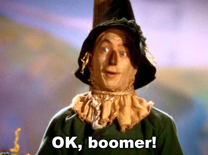 Wizard of Oz Scarecrow | OK, boomer! | image tagged in wizard of oz scarecrow | made w/ Imgflip meme maker