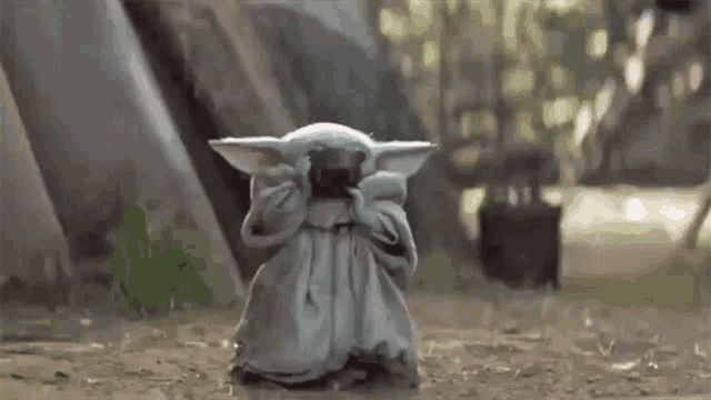 Baby Yoda Sipping Blank Meme Template