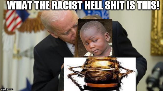 Creepy Racist Uncle Joe! | WHAT THE RACIST HELL SHIT IS THIS! | image tagged in creepy joe biden,memes | made w/ Imgflip meme maker