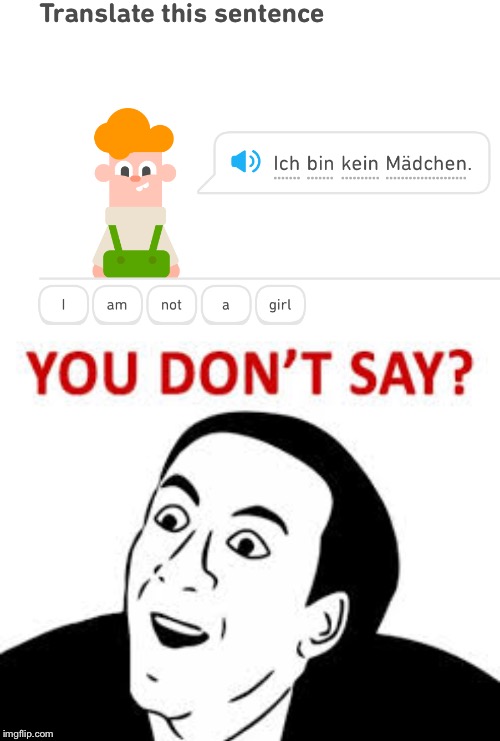 Really? | image tagged in you dont say,duolingo | made w/ Imgflip meme maker
