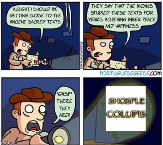 Ancient texts | SHOSPLE COLUPIS | image tagged in ancient texts | made w/ Imgflip meme maker