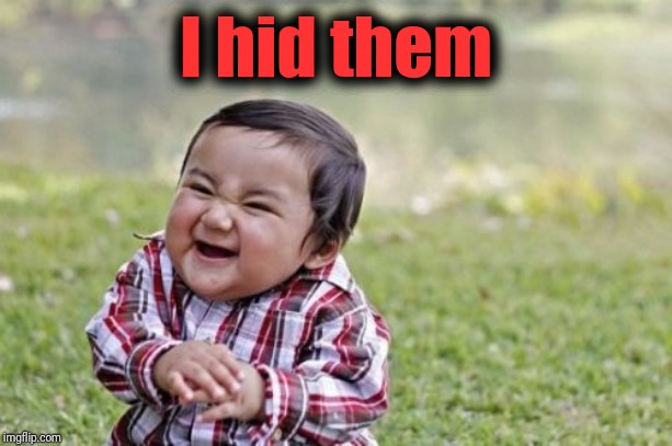 Evil Toddler Meme | I hid them | image tagged in memes,evil toddler | made w/ Imgflip meme maker