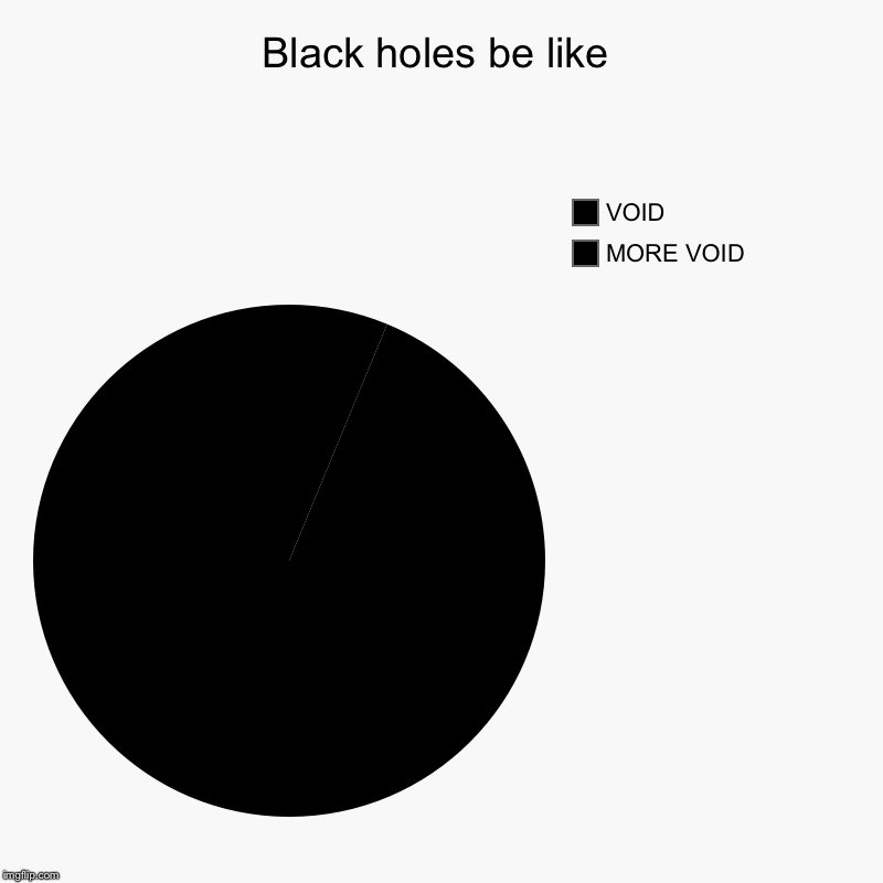 BLACK HOLE | Black holes be like | MORE VOID, VOID | image tagged in charts,pie charts | made w/ Imgflip chart maker