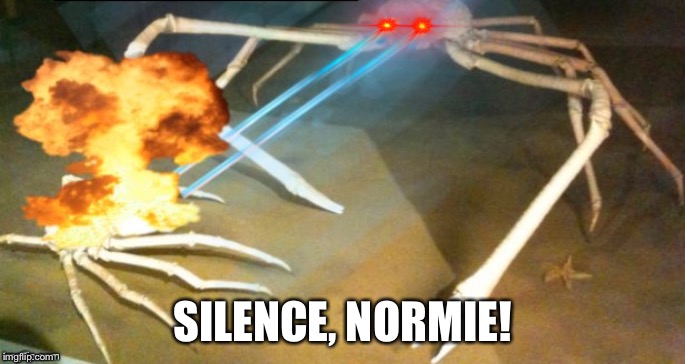 Skeleton crab |  SILENCE, NORMIE! | image tagged in skeleton crab | made w/ Imgflip meme maker