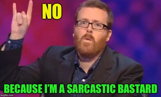 Frankie Boyle | NO BECAUSE I’M A SARCASTIC BASTARD | image tagged in frankie boyle | made w/ Imgflip meme maker