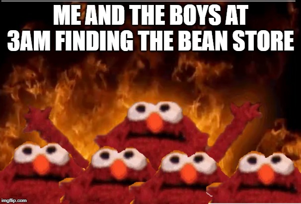 Me and the boys | ME AND THE BOYS AT 3AM FINDING THE BEAN STORE | image tagged in me and the boys | made w/ Imgflip meme maker