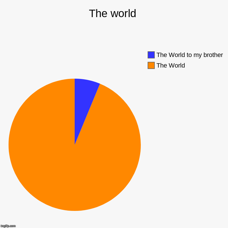 The world | The World, The World to my brother | image tagged in charts,pie charts | made w/ Imgflip chart maker