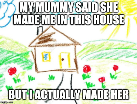 The House Of Birth | MY MUMMY SAID SHE MADE ME IN THIS HOUSE; BUT I ACTUALLY MADE HER | image tagged in cats | made w/ Imgflip meme maker