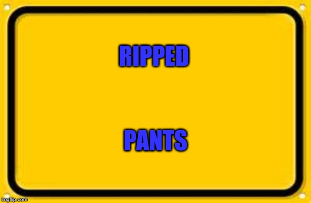 Blank Yellow Sign Meme | RIPPED; PANTS | image tagged in memes,blank yellow sign | made w/ Imgflip meme maker