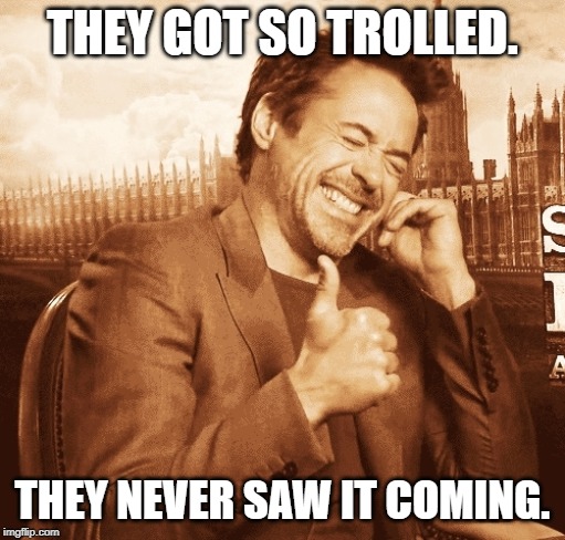 laughing | THEY GOT SO TROLLED. THEY NEVER SAW IT COMING. | image tagged in laughing | made w/ Imgflip meme maker