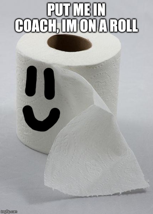 toilet paper | PUT ME IN COACH, IM ON A ROLL | image tagged in toilet paper | made w/ Imgflip meme maker