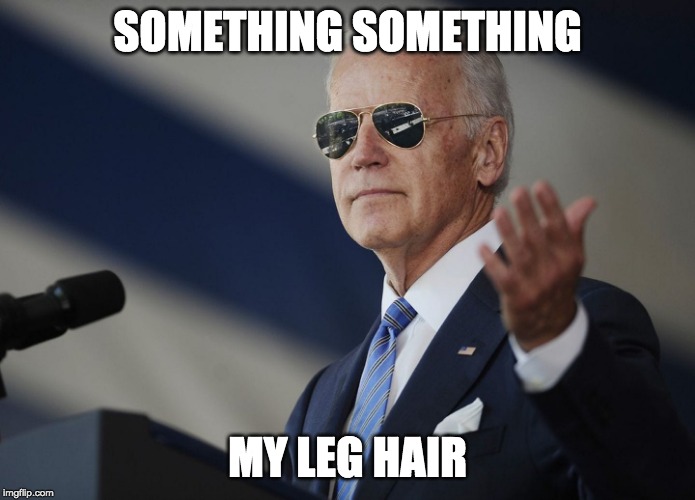 Something Something, Biden | SOMETHING SOMETHING; MY LEG HAIR | image tagged in something something biden,biden,creepy joe biden | made w/ Imgflip meme maker