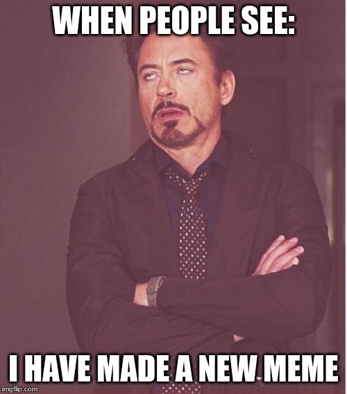 Face You Make Robert Downey Jr | WHEN PEOPLE SEE:; I HAVE MADE A NEW MEME | image tagged in memes,face you make robert downey jr | made w/ Imgflip meme maker