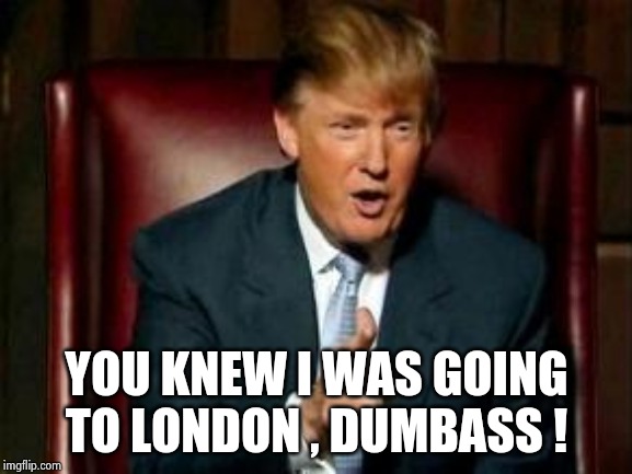 Donald Trump | YOU KNEW I WAS GOING TO LONDON , DUMBASS ! | image tagged in donald trump | made w/ Imgflip meme maker