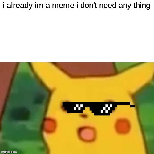 Surprised Pikachu Meme | i already im a meme i don't need any thing | image tagged in memes,surprised pikachu | made w/ Imgflip meme maker