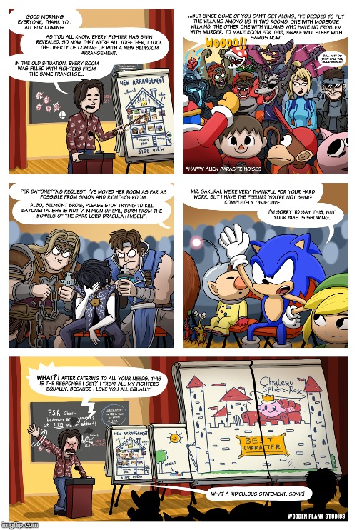 I thought this was funny when I found it. | image tagged in super smash bros,sonic the hedgehog,kirby,sakurai,bedroom | made w/ Imgflip meme maker