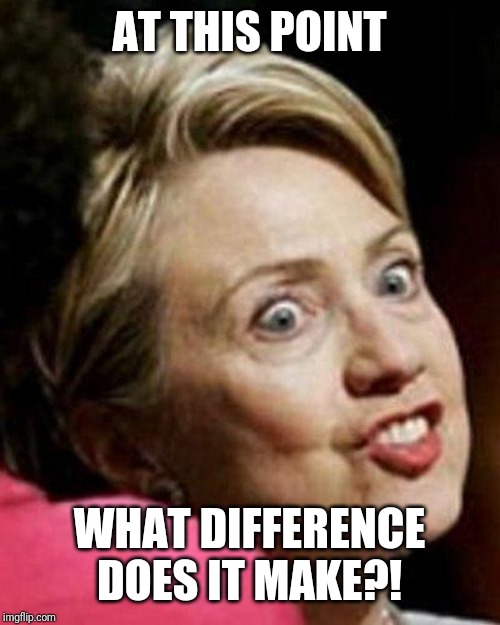 Hillary Clinton Fish | AT THIS POINT WHAT DIFFERENCE DOES IT MAKE?! | image tagged in hillary clinton fish | made w/ Imgflip meme maker