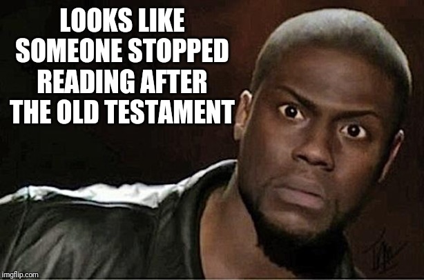 Kevin Hart Meme | LOOKS LIKE SOMEONE STOPPED READING AFTER THE OLD TESTAMENT | image tagged in memes,kevin hart | made w/ Imgflip meme maker