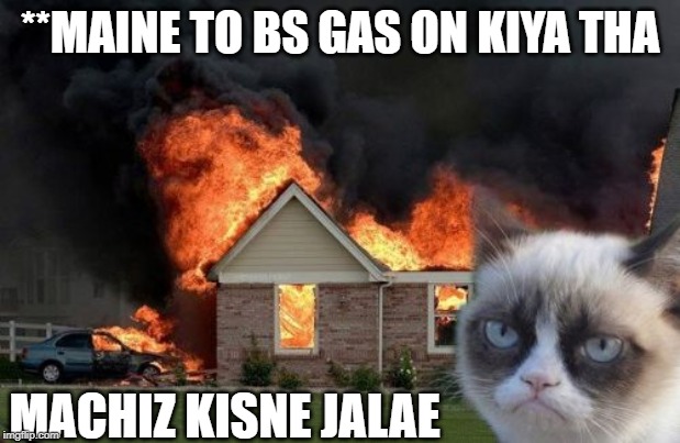 Burn Kitty | **MAINE TO BS GAS ON KIYA THA; MACHIZ KISNE JALAE | image tagged in memes,burn kitty,grumpy cat | made w/ Imgflip meme maker