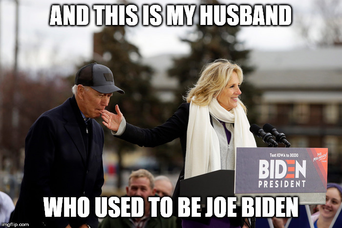 Joe has a snack. | AND THIS IS MY HUSBAND; WHO USED TO BE JOE BIDEN | image tagged in joe biden | made w/ Imgflip meme maker