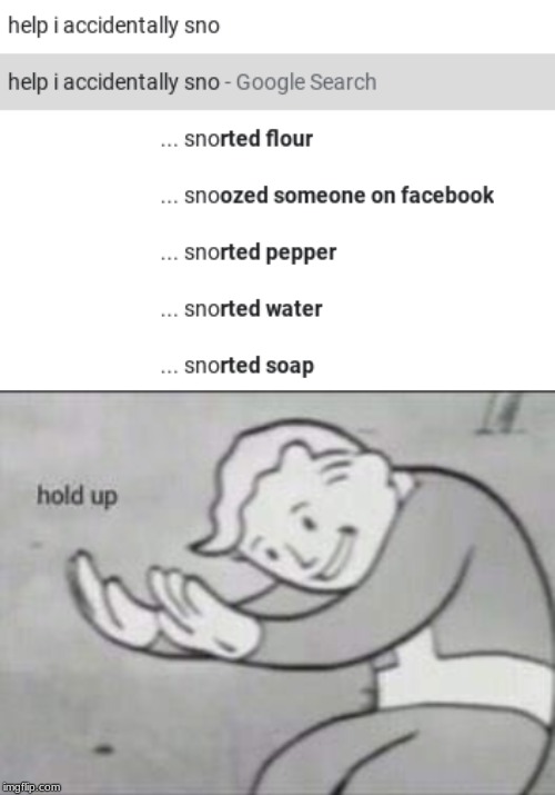 How does one snort all these objects?! | image tagged in memes,fallout hold up | made w/ Imgflip meme maker