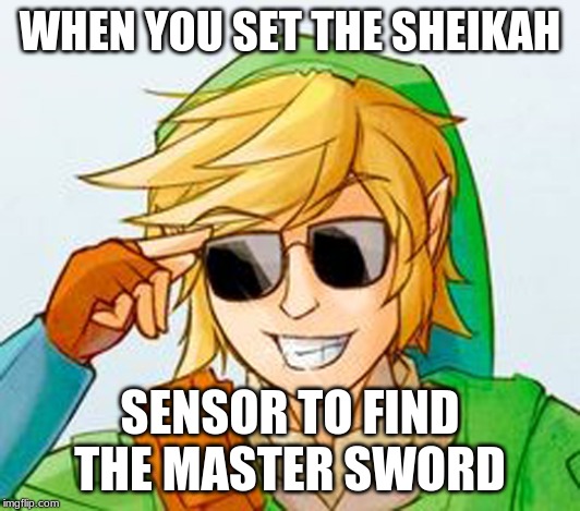 Troll Link | WHEN YOU SET THE SHEIKAH; SENSOR TO FIND THE MASTER SWORD | image tagged in troll link | made w/ Imgflip meme maker