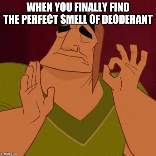 When X just right | WHEN YOU FINALLY FIND THE PERFECT SMELL OF DEODERANT | image tagged in when x just right | made w/ Imgflip meme maker