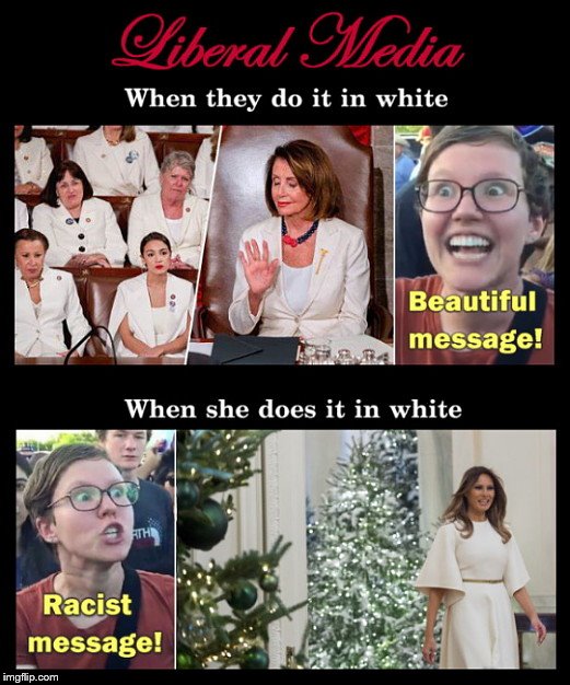 How the Liberal Media interprets the color white | image tagged in liberal media,liberal hypocrisy,hate,melania trump,media bias,fake news | made w/ Imgflip meme maker