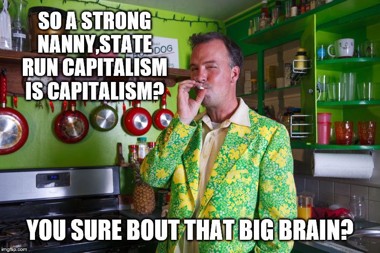 SO A STRONG NANNY,STATE RUN CAPITALISM IS CAPITALISM? YOU SURE BOUT THAT BIG BRAIN? | made w/ Imgflip meme maker