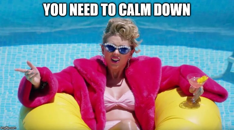 Not a huge Swiftie here but admit it this is a classic reacc for cringe | YOU NEED TO CALM DOWN | image tagged in taylor swift calm down,cringe,cringe worthy,taylor swift,taylor,music video | made w/ Imgflip meme maker