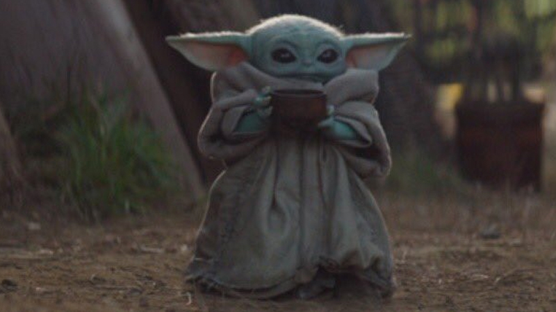 Baby Yoda With Mug Blank Meme Template