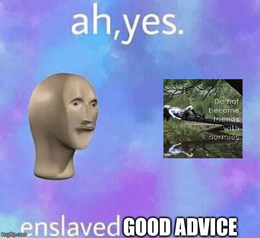 Ah Yes enslaved | GOOD ADVICE | image tagged in ah yes enslaved | made w/ Imgflip meme maker