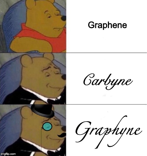 Winnie the pooh elegant x3 | Graphene; Carbyne; Graphyne | image tagged in winnie the pooh elegant x3 | made w/ Imgflip meme maker