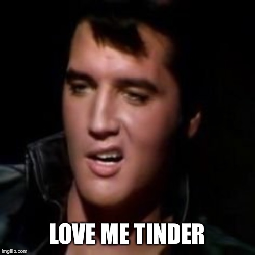 Elvis, thank you | LOVE ME TINDER | image tagged in elvis thank you | made w/ Imgflip meme maker