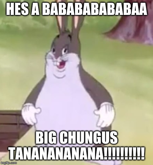 Big Chungus | HES A BABABABABABAA; BIG CHUNGUS TANANANANANA!!!!!!!!!! | image tagged in big chungus | made w/ Imgflip meme maker