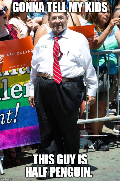 jerry nadler | GONNA TELL MY KIDS; THIS GUY IS HALF PENGUIN. | image tagged in jerry nadler | made w/ Imgflip meme maker