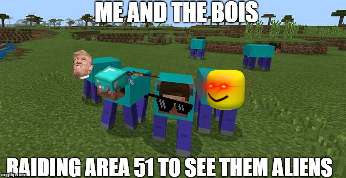 me and the boys | ME AND THE BOIS; RAIDING AREA 51 TO SEE THEM ALIENS | image tagged in me and the boys | made w/ Imgflip meme maker