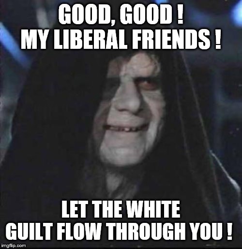 GOOD, GOOD ! MY LIBERAL FRIENDS ! LET THE WHITE GUILT FLOW THROUGH YOU ! | made w/ Imgflip meme maker