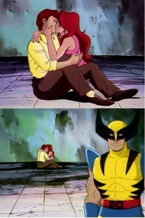 Sad wolverine left out of party Blank Meme Template