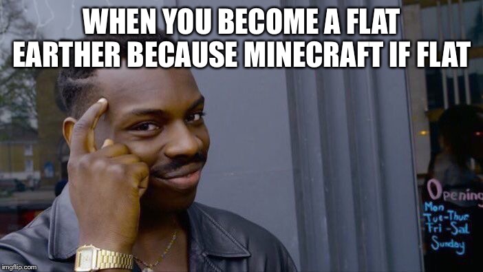 Roll Safe Think About It | WHEN YOU BECOME A FLAT EARTHER BECAUSE MINECRAFT IF FLAT | image tagged in memes,roll safe think about it | made w/ Imgflip meme maker