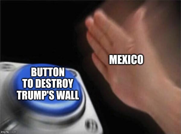 Blank Nut Button | MEXICO; BUTTON TO DESTROY TRUMP'S WALL | image tagged in memes,blank nut button | made w/ Imgflip meme maker