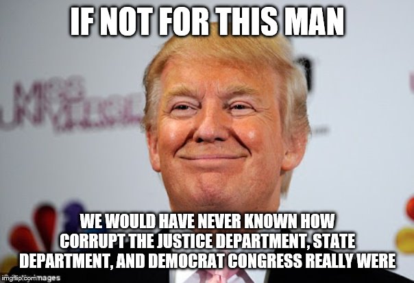 Donald trump approves | IF NOT FOR THIS MAN; WE WOULD HAVE NEVER KNOWN HOW CORRUPT THE JUSTICE DEPARTMENT, STATE DEPARTMENT, AND DEMOCRAT CONGRESS REALLY WERE | image tagged in donald trump approves | made w/ Imgflip meme maker