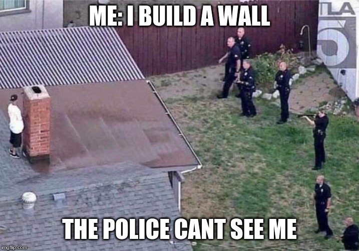 Fortnite meme | ME: I BUILD A WALL; THE POLICE CANT SEE ME | image tagged in fortnite meme | made w/ Imgflip meme maker