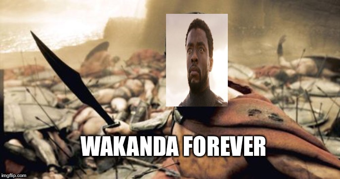 Sparta Leonidas | WAKANDA FOREVER | image tagged in memes,sparta leonidas | made w/ Imgflip meme maker